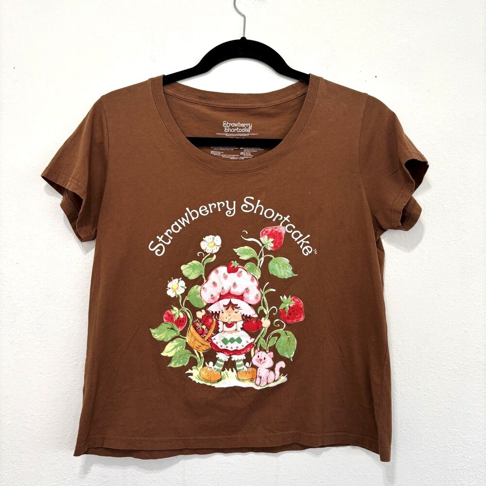 Womens Strawberry Shortcake T Shirt Size XL Novelty Casual Stretch Basic Y2K